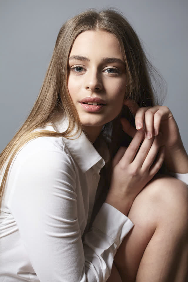 Sasha studio portrait. Deep shadows, deeper gaze.